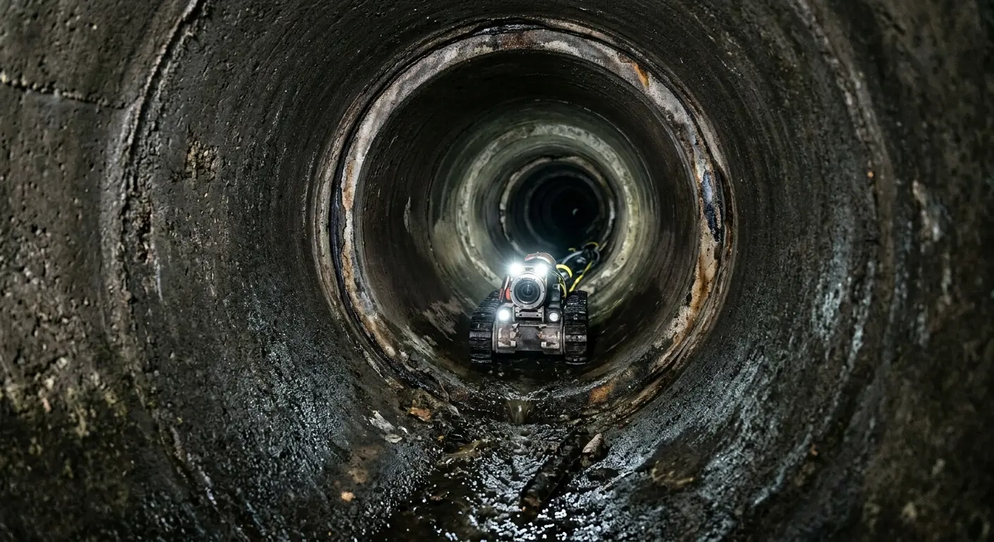 Robotic sewer camera inspecting pipe interior for Sewer Line Repair in Norristown